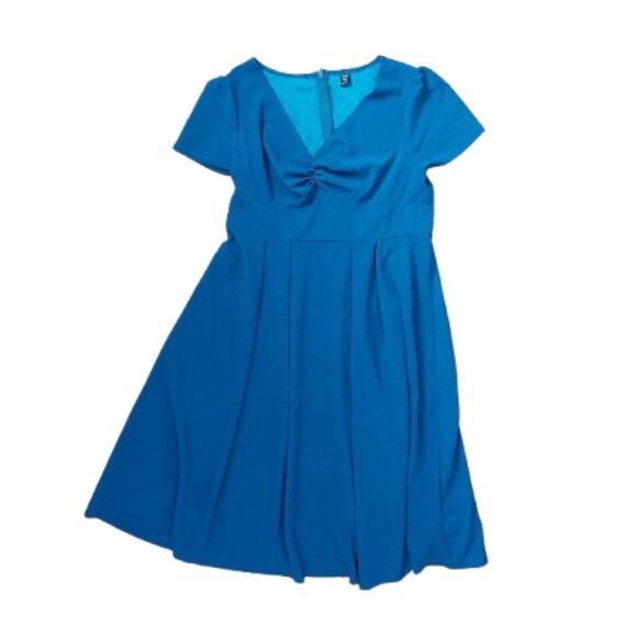 Shein Dresses & Skirts - S269 Blue Short Sleeve Fit and Flare / A-Line Dress Size 0XL NEW NWOT